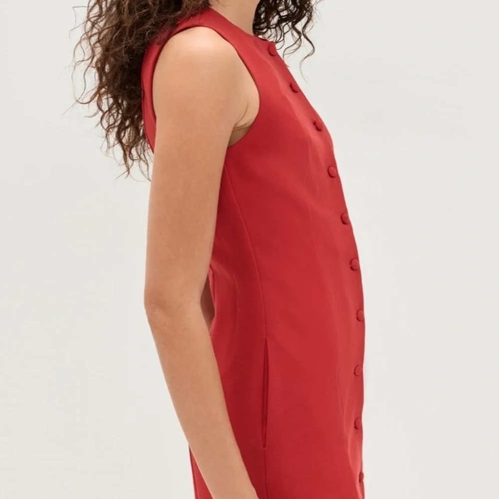 WAYF NEW Button Down Mini Fitted Classic Red Dress